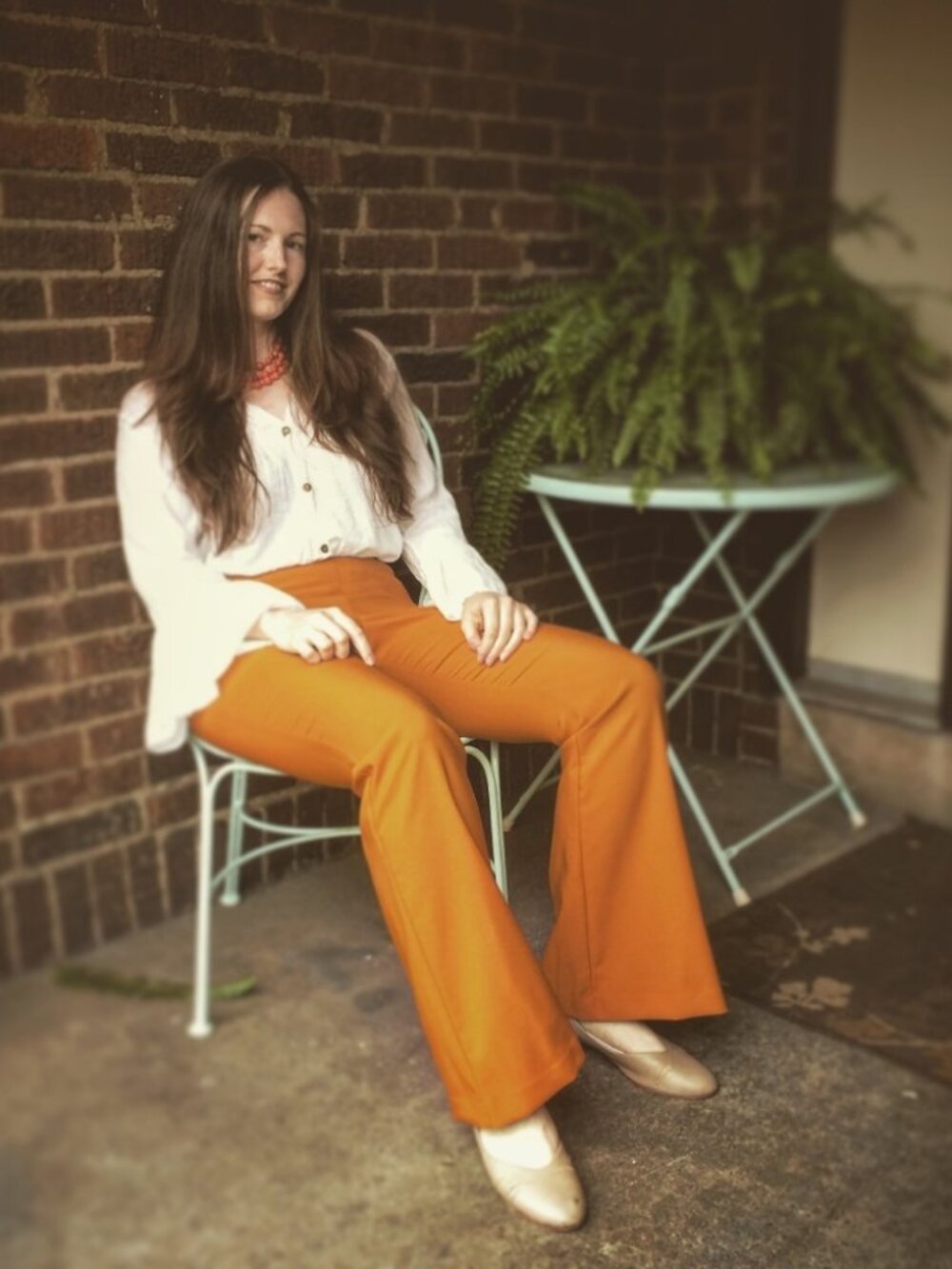 INC International Concepts | Marigold Orange High Rise Flare Leg Pants 10